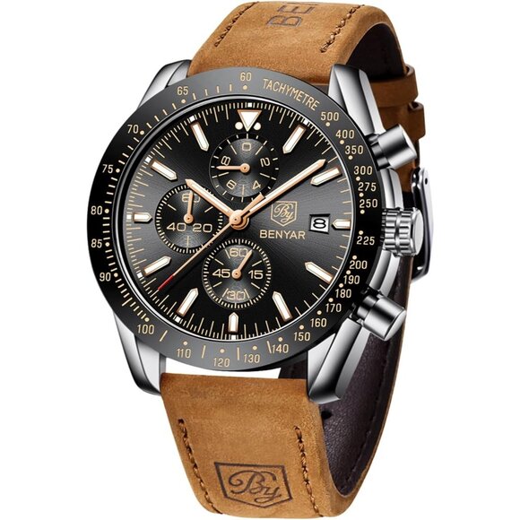 ⚡Waterproof Luminous Big Face Men's Wrist Watches Business Work Sport Casual - Picture 1 of 8